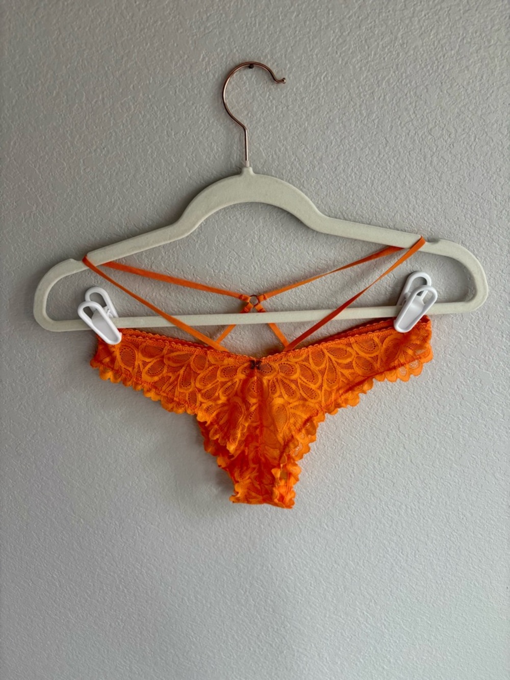 Savage X Fenty Orange Lace Strappy Bikini Panty